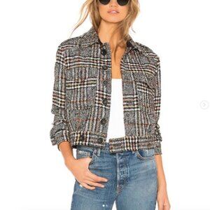 Free People slouchy Eisenhower plaid cropped jacket